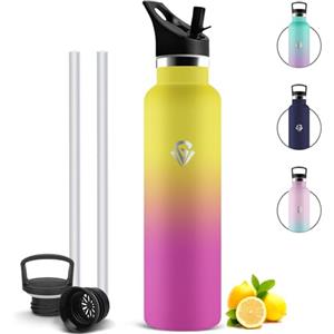 Mujigaga Borraccia Termica 1 litro, Senza Perdite Borraccia Termiche con Cannuccia, Borracce Acciaio Inox Senza BPA, Bottiglia Termica per Palestra, Ciclismo, Corsa