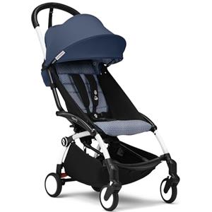 Stokke Passeggino Stokke YOYO3 da 6 mesi - Include telaio bianco/cuscino seduta Air France Blue + Capottina - Si ripiega e si apre in un lampo - Leggero e compatto - Compatibile con il bagaglio a mano