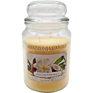 Amazzonia Candle Coconut Vanilla 530 Gr Candela Profumata Naturale in Cera di Soia doppio stoppino in cotone Profumatore per Ambiente Bianca Decorativa Giara in Vetro Yankee village scents