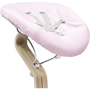 Stokke Nomi Newborn Set - Cintura di Sicurezza a 5 Punti, Tessili Lavabili, Regolabile in Posizione Orizzontale e Eretto, Colori White/Grey/Pink