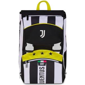 Seven Juventus Zaino Doppio Scomparto Estensibile, Bianco e Nero, Maxi Capienza, Schienale Preformato, Bambino, Scuola Elementare, Calcio