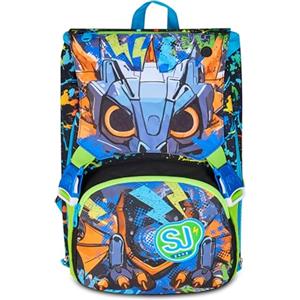 SJ GANG STYLE JAM GANG Zaino Scuola Estensibile Big LED LOOK, Nero, Zaino con Divisorio Interno, Tasca Superiore con Occhi LED, Tasca per Borraccia, 24 L, Zaino Scuola Elementare, Bambino