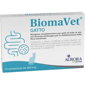 Aurora Biofarma BiomaVet Gatto 380 mg - 12 Compresse Probiotiche per la Stabilizzazione della Flora Intestinale