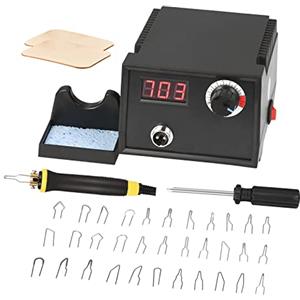 Trsaow Kit piroincisore in legno, macchina per pirografia da 60 W con 33 punte per saldatore, schermo LCD a temperatura regolabile da 35 a 700 °C, adatto per legno, pelle e zucche