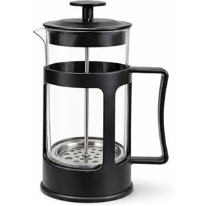 Globly Caffettiera e Teiera Manuale 600ml in Vetro con Filtro in Acciaio Inox | Caraffa per Caffè e Tè Multiuso Nero