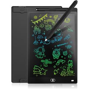 Genialba Tavoletta Grafica LCD Scrittura Colorato 12 Pollici, Lavagna da Disegno Cancellabile Portatile, Regalo Bambini, Tavoletta Grafica per Giochi Bambini 2 3 4 5 6 7 Anni Ragazze (Nero)