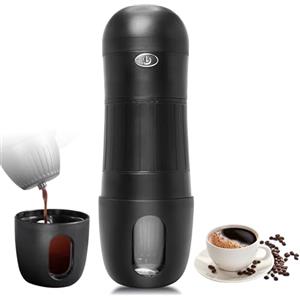 Eznaobo Macchina da caffè portatile da viaggio, macchina da caffè elettrica portatile, macchina da caffè da campeggio, 2 minuti di riscaldamento rapido, compatibile con capsule K-Cup e macinato (nero)