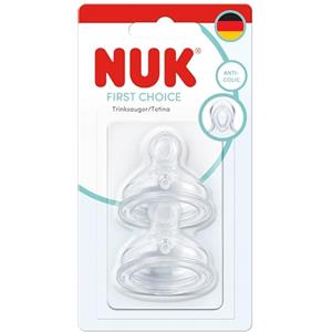 NUK First Choice Biberon Succhietti biberon | 6+ mesi | Tettarella anticolica | Silicone | Controllo del flusso | 2 pezzi