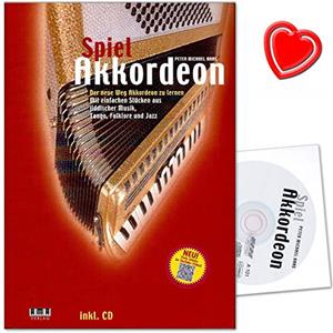 AMA Jeu Accordéon Accordéon --École avec CD de Peter Michael Haas - avec des morceaux simple en jiddischer Musique, Tango, Folklore et Jazz + cœur Note Pince