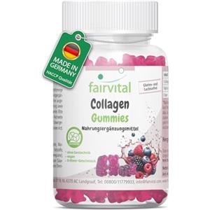 Fairvital | Caramelle gommose collagene - 60 pezzi - 1000mg per giorno - con sodio e ferro - ad alto dosaggio - senza zucchero - qualità controllata - Prodotte in germania