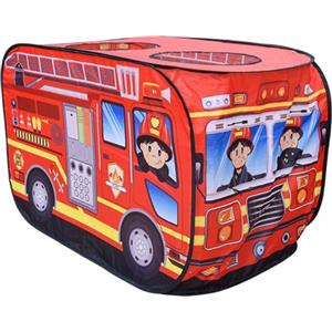 Whyzsjnclg Tenda per bambini da interno, tenda da gioco per bambini pop-up a forma di veicolo con porta ribaltabile e apertura superiore casetta per con struttura in filo metallico per (camion dei pompi