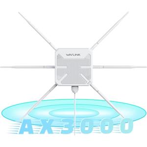 WAVLINK Ripetitore WiFi Esterno Potente Wavlink AX3000 WiFi 6 - Antenna 360°, Lungo Raggio, Mesh, PoE, IP67 - Ideale per Giardini, Grandi Spazi e Aree Esterne Lontane