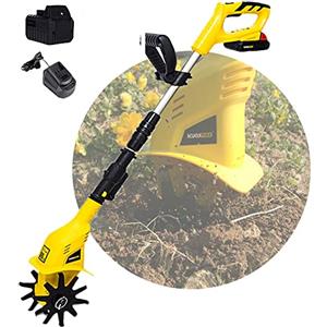 GEJLELDS Motozappa Elettriche a Batteria, motozappe da Giardino a Batteria da 20 V, Asta Retrattile da 97 cm-127 cm, motocoltivatore Elettrico con Batteria al Litio da 4 Ah e Caricatore rapido