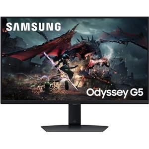 Samsung Monitor Gaming Odyssey G5 (S27DG502), Flat, 27", 2560x1440 (QHD), IPS, 180Hz, 1 ms, AMD FreeSync, Adaptive Sync, HDMI, Display Port, Ingresso Audio, HAS, Pivot, Flicker Free