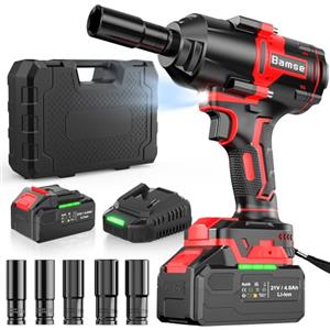 Bamse Avvitatore a Impulsi Brushless, 1000 Nm di Coppia Massima, Chiave a Percussione 1/2" ad Alta Potenza con Batterie da 4,0 Ah e Caricabatterie, 5 Bussole, Trapano a Impulsi Brushless per Auto Casa