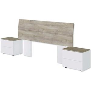 Arreditaly Set Camera Da Letto Con Testiera Matrimoniale Da 176 Cm E 2 Comodini Con Cassetti Testata Letto Arredo Moderno Per Letti 135 150 160 Cm Rovere E Bianco