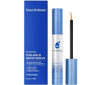Terez & Honor Siero Crescita Ciglia & Sopracciglia 3 ml - Siero Rinforzante Testato Clinicamente per Ciglia Più Lunghe, Più Folte e Più Spesse - Prodotto in Corea, Senza Ormoni