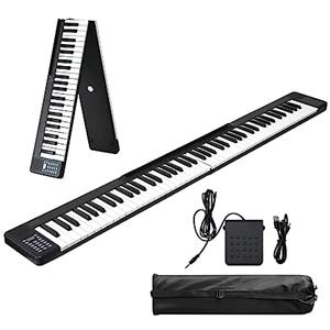 HYO&ZOY 88 tasti pianoforte pieghevole tastiera elettrica pianoforte pianoforte digitale portatile semi-pesato doppio altoparlante incorporato ricaricabile con pedale di sostegno MIDI Bluetooth 5.0, porta spa