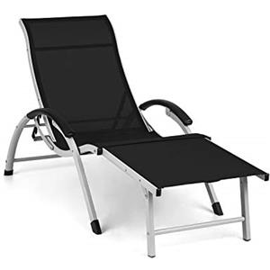 blumfeldt Sunnyvale - Sedia a Sdraio da Giardino, Lounger, Schienale con 4 Regolazioni, Poggiapiedi Pieghevole, Superficie: 174 x 51 cm, Materiale Idrorepellente, PVC/Poliestere, Nero