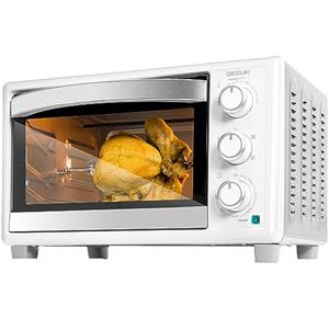 Cecotec Bake&Toast 3090 Bianco Gyro Forno elettrico da tavolo a convezione 1500 W, 30 litri, luce interna, 5 funzioni, include girarrosto e porta a doppio vetro, bianco