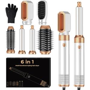 MogaWave Air Styler Pro 6 in 1 Hair Styler set con Asciugacapelli, Spazzola Phon per Capelli, Spazzola Aria Calda, Phon Arricciacapelli ad aria, Ricci, Volumizzant, Liscio