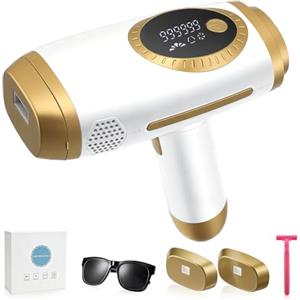 Yapasopu Epilatore luce pulsata, con 990.000 flash, 5 livelli di energia, 2 modalità automatica/manuale, Epilazione laser, impulsi luminosi per uomo e donna, ideale per viso e corpo