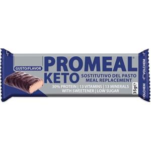 Volchem Promeal Keto, Barretta Proteica Ketogenica, Ideale Sostitutivo del Paso, con Vitamine e Minerali, Senza Grassi Idrogenati, Conservanti e con Pochi Zuccheri, 1 Barretta, Gusto Cacao, 35 g