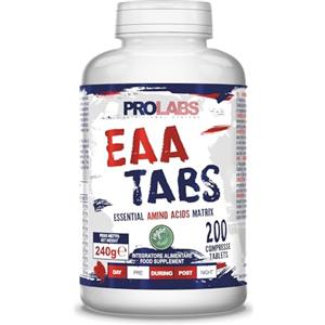 PROLABS EAA TABS- Aminoacidi Essenziali, 200 Compresse con Presenza BCAA Aminoacidi Ramificati 2.1.1 - EAA Amminoacidi Essenziali 100% Veg con Vitamina B6, Integratore Post Workout Crescita e Recupero