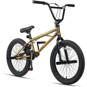 AVASTA Bicicletta per bambini da 20 pollici Freestyle BMX per 6 7 8 9 10 11 12 13 Ragazzi di 14 anni e ciclisti principianti con picchetti, oro