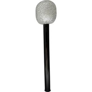 Jiuvaso Microfono finto, finto costume da cantante, giocattolo, accessorio per attività, spettacolo di registrazione per la giornata della carriera, Nero Argento