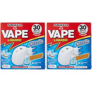 Vape Diffusore Liquido Antizanzare + Ricarica Liquida Classic 30 Notti 15ml, Diffusore Elettrico per Zanzare, Antizanzare con Ricarica Efficiente 240 Ore, Protezione Contro Zanzare Comuni e Tigre