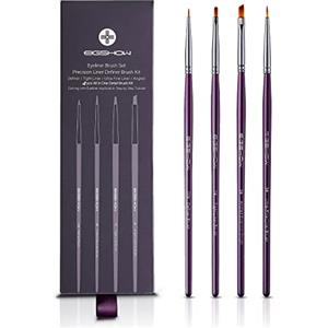 EIGSHOW Set di pennelli per il trucco dell'eyeliner - 4 pezzi Pennello per eyeliner angolato, pennello per eyeliner stretto, pennello per definire, kit di pennelli per eyeliner ultra fini (viola)