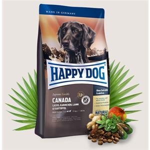Happy Dog Supreme Canada - Cibo Secco per Cani Adulti 4kg, Senza Cereali e Glutine, con Salmone, Coniglio e Agnello