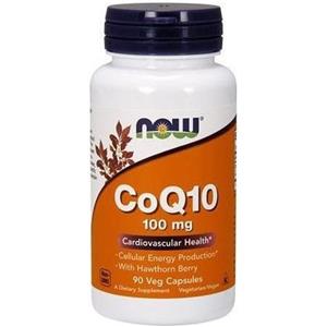 NOW Foods CoQ10 100mg con Bacche di Biancospino - 90 Capsule Vegetali per Energia Cellulare e Antiossidanti