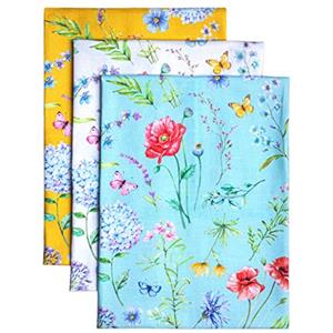 Maison d' Hermine Just Florals 100% cotone, set di 3 asciugamani da cucina multi-purpose, asciugamani da bar, primavera/estate (50 cm x 70 cm)