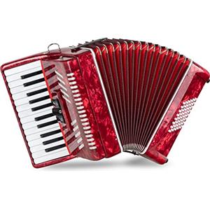 Classic Cantabile Fisarmonica Classic Cantabile 48 Bassi Secondo V - Fisarmonica a Tastiera - 2 cori - 26 Tasti al Discanto - con Cinghie & Borsa Zaino - Rossa