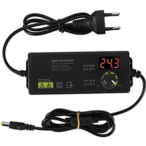 Tiiyee Adattatore di Alimentazione Universale, Alimentatori Variabili, Alimentatori Regolabili, 3 a 36 V Regolabile Ampia Gamma Tensione W 1,5 a AC DC Cavo Caricatore Blocco Convertitore Domestiche Spina UE