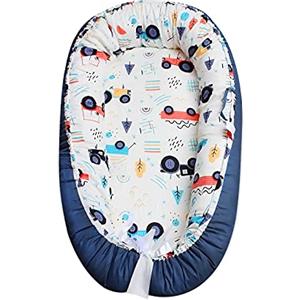 SONARIN Baby Nest Neonati Riduttore Lettino Per Letto Culla Sacco Nanna,Traspirante, 100% Cotone, Con cuscino,Portatile(Auto Blu)