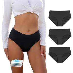 CARER Healthcare Incontinence Pregnancy Carer 3 Pezzi Mutande Mestruali con Assorbente Istantaneo da 50ML, Slip da Ciclo Lavabili e Riutilizzabili per Flusso Abbondante Nero Taglia XXL