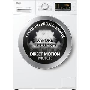 Haier Series 30, Lavatrice, 9 Kg, 1200 Giri, Opzione Vapore, Trattamento Antibatterico, Bilancia Interna, Classe A, 85x60x59 cm (AxLxP), Bianco - HW90-SB1230N