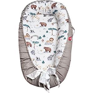 SONARIN Baby Nest Neonati Riduttore Lettino Per Letto Culla Sacco Nanna,Traspirante, 100% Cotone, Con cuscino,Portatile(Grigio)