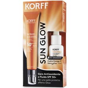 KORFF Srl Korff sun glow pack fluido viso antimacchie spf50+ 50 ml + hydra energy c siero glow 10 ml in omaggio