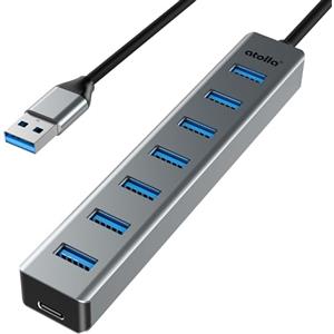 atolla Hub USB 3.0, hub atolla a 7 porte multi USB in alluminio, cavo di prolunga splitter USB da 1 m, adatto per PC, laptop, MacBook Pro, ecc.