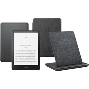 Amazon Kindle Paperwhite Signature Edition (2024 Release) 32 GB Senza pubblicità Con custodia trasparente nera e Stazione di ricarica wireless