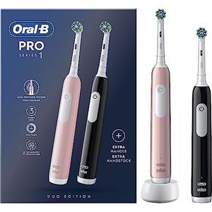Oral-B Spazzolini Elettrici Ricaricabili Pro Series 1 Rosa e Nero con 2 Testine di Ricambio. 2 Spazzolini