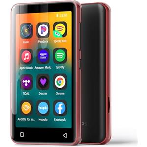 innioasis Lettore MP3 da 80 GB con Bluetooth e WiFi, Lettore musicale MP3 con Spotify, Amazon Music, Audible, Touch screen da 4 pollici, Streaming MP3 Android (nero-rosso)