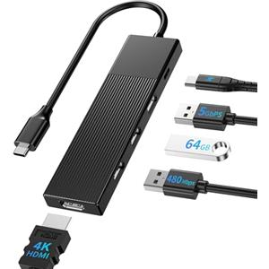 BHHB M86 Hub USB C HDMI 4K/ PD 100W Carica/USB 3.0 5Gbps/ 2*USB 2.0, Hub USBC 5 in 1 Adattatore Multiporta Type C Docking Station Compatibile con MacBook Pro/Air M4 M3 M2 M1, Mac, iMac, iPad, iPhone
