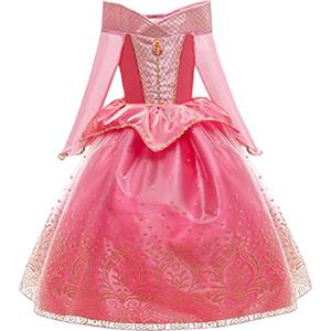 New front Costume da Principessa Aurora Abito delle Ragazze Fantasia Comunione Battesimo Vestito Principessa Bambina Festa di Halloween Compleanno Natale Carnevale Cerimonie Rosa 100