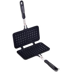 ZiStarlilife Padella per waffle a gas, rotante, in alluminio pressofuso, antiaderente, per fornelli a gas e fornelli a induzione (waffle a due teste)