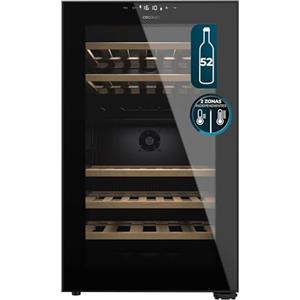 Cecotec Enoteca 52 Bottiglie con Doppia Zona Temperatura Bolero GrandSommelier Duo 52000 Black. Compressore Incasso, Illuminazione a LED, Display LED per interni, Funzionamento silenzioso, 5 ripiani